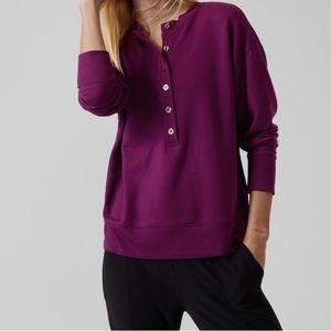 Athleta Balance Henley Sweatshirt Exotic Fuchsia size Small